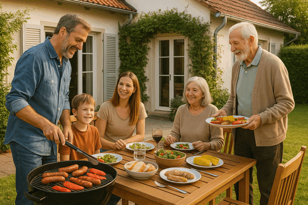 自然の中で過ごすスイス人
