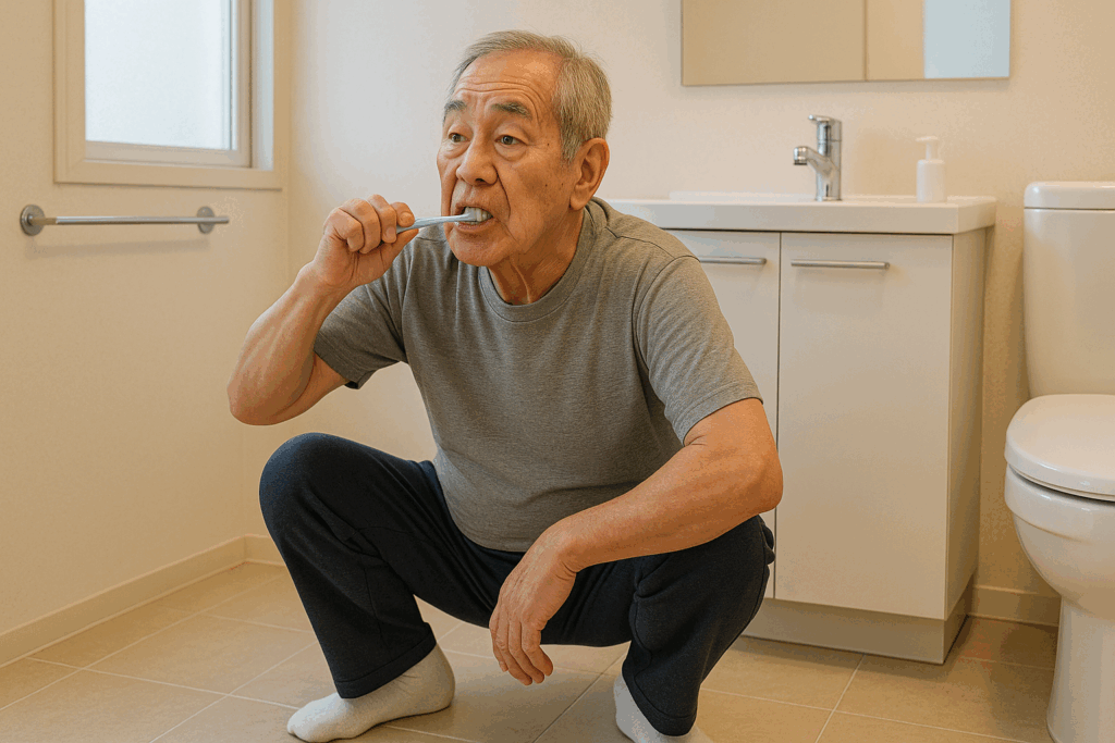 歯磨きしながらストレッチ