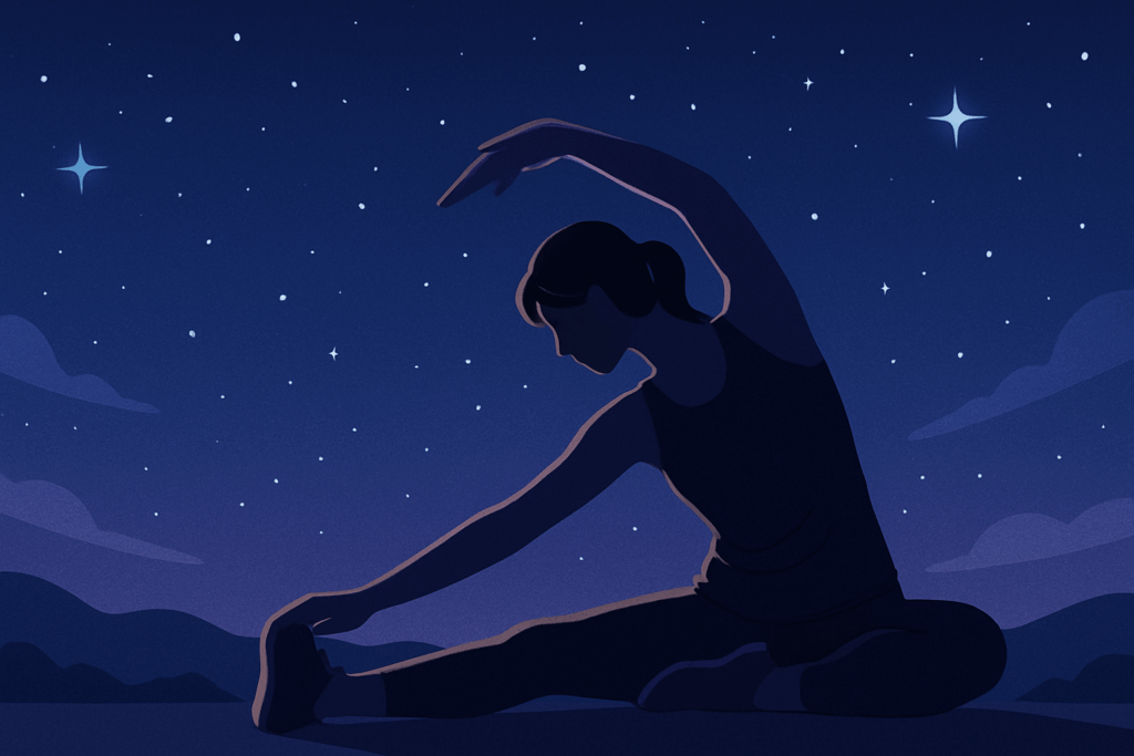星空の中でストレッチ