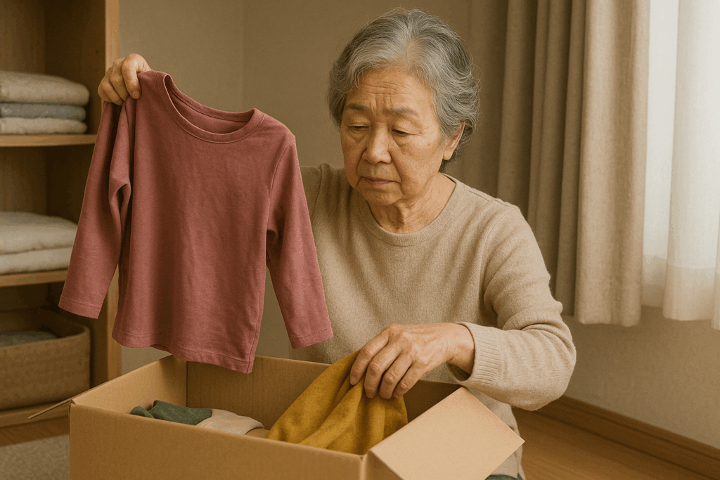 片付けをする高齢者