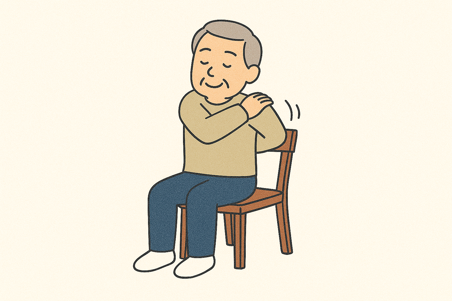 座ってストレッチ