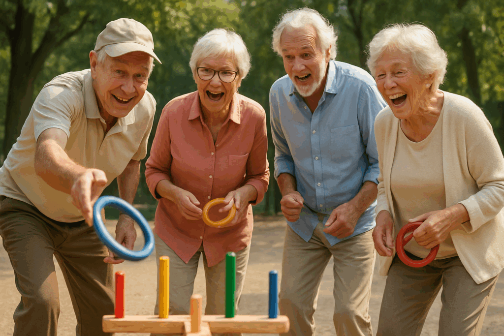 輪投げするシニア