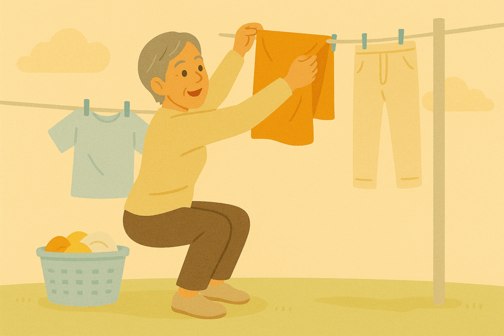 洗濯しながらストレッチ