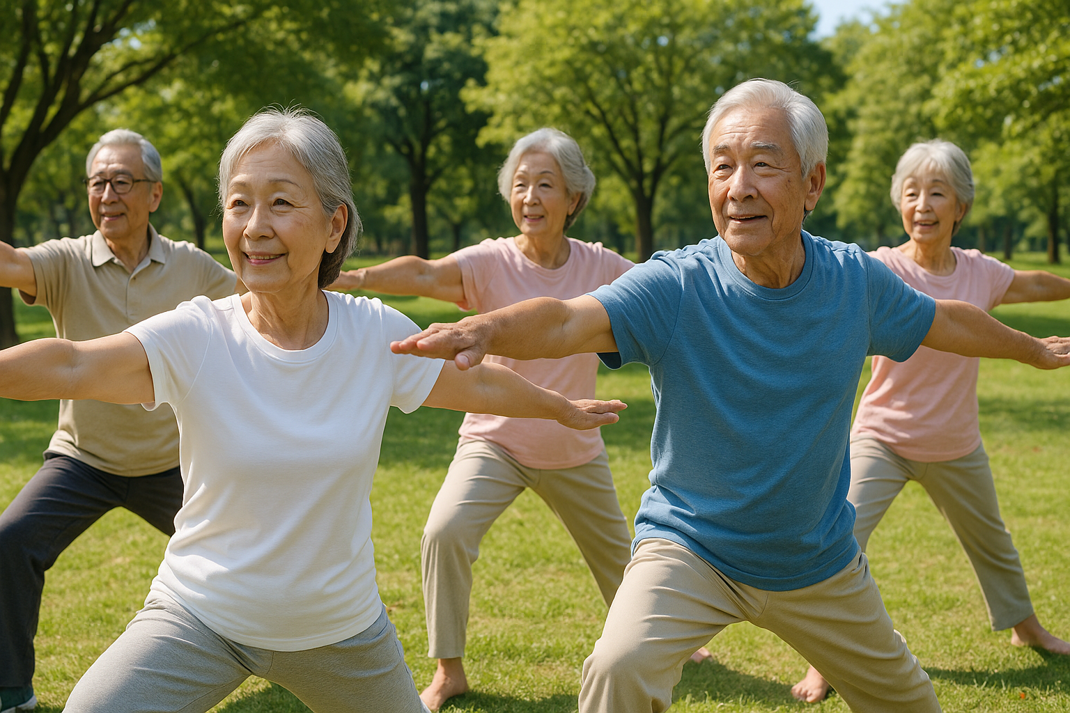 ヨガをする高齢者