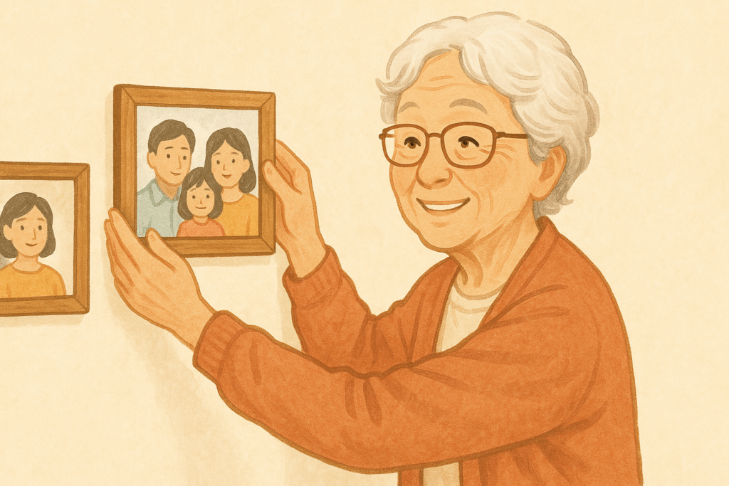 家族写真を飾る温かな瞬間