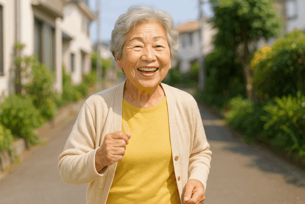 明るい笑顔のおばあさん