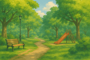 風と木の音に癒されて。やさしく外出、ゆったり公園時間。