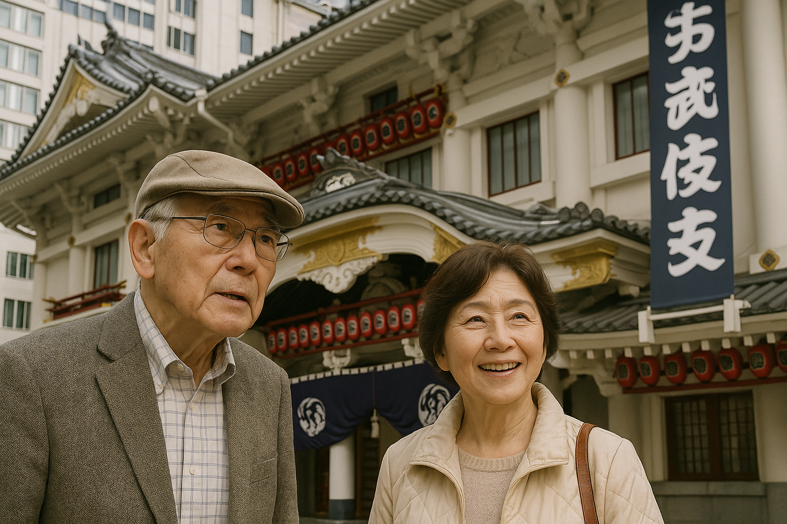 歌舞伎を見に行くシニア