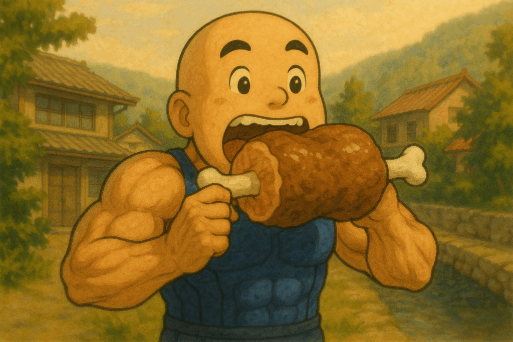 お肉を食べる筋肉クン