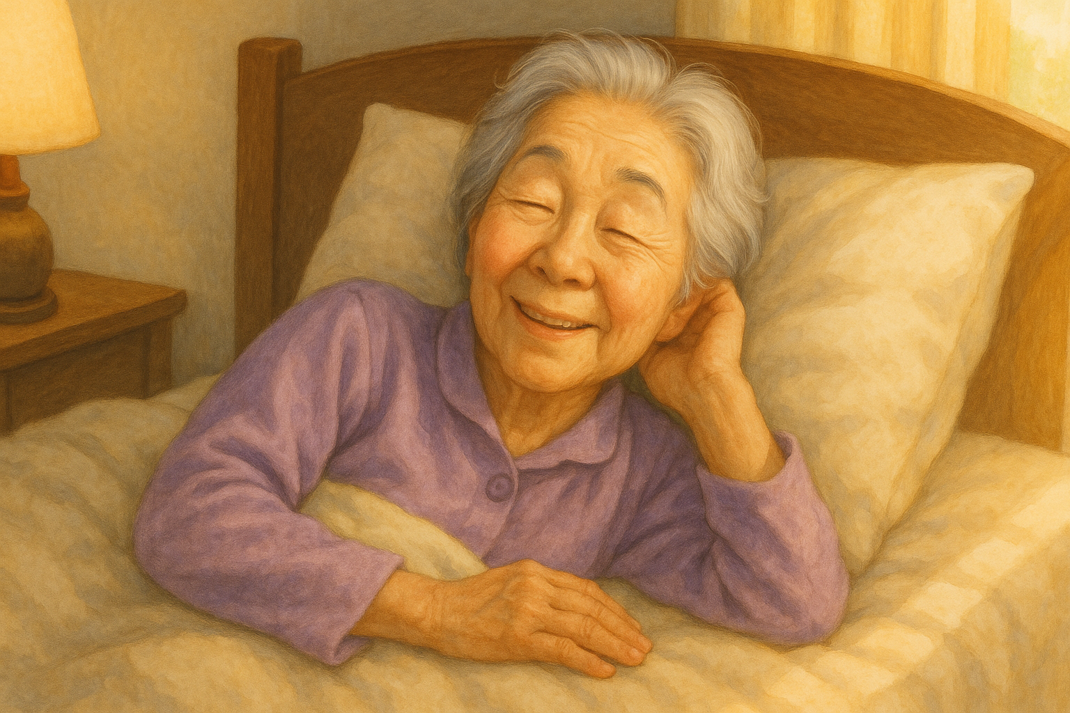 気持ちよく眠るシニア