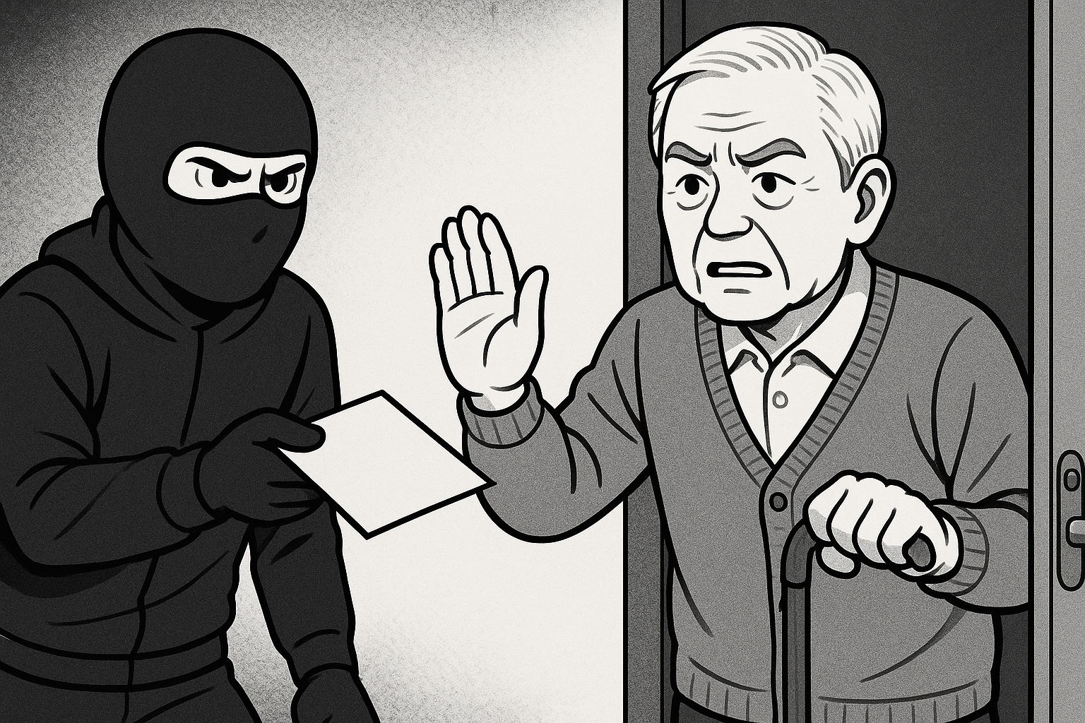 特殊詐欺を断るシニア