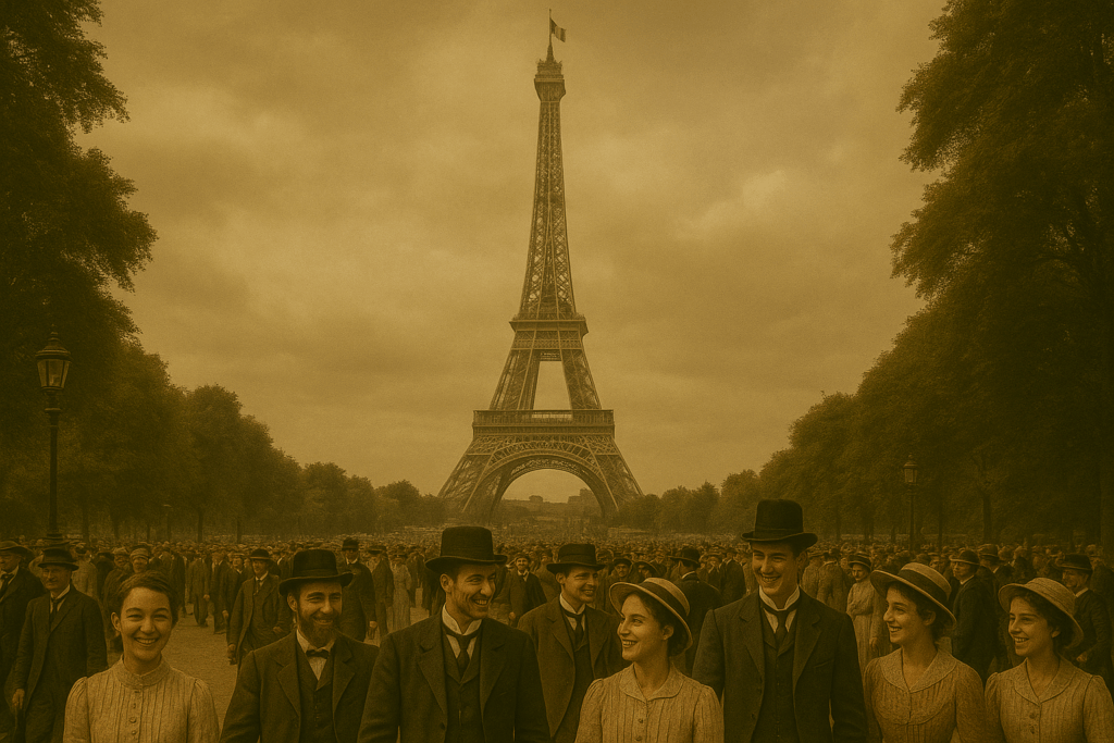 エッフェル塔と群衆の風景
