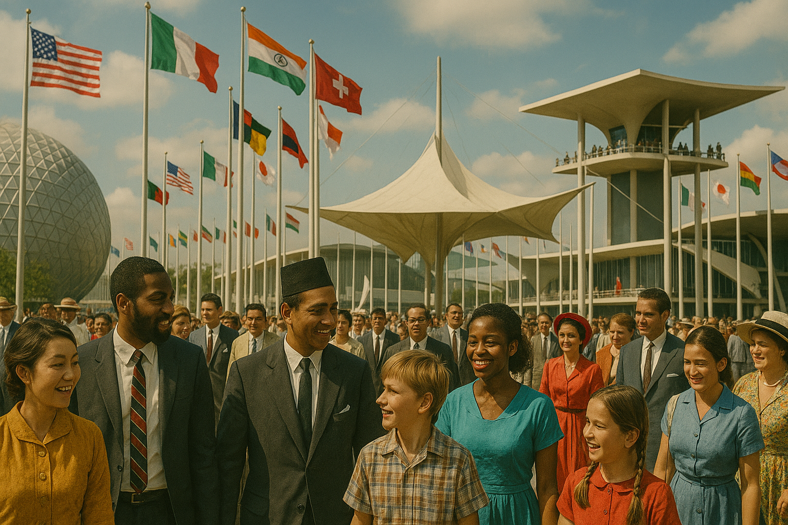 万国博覧会のにぎやかな一幕